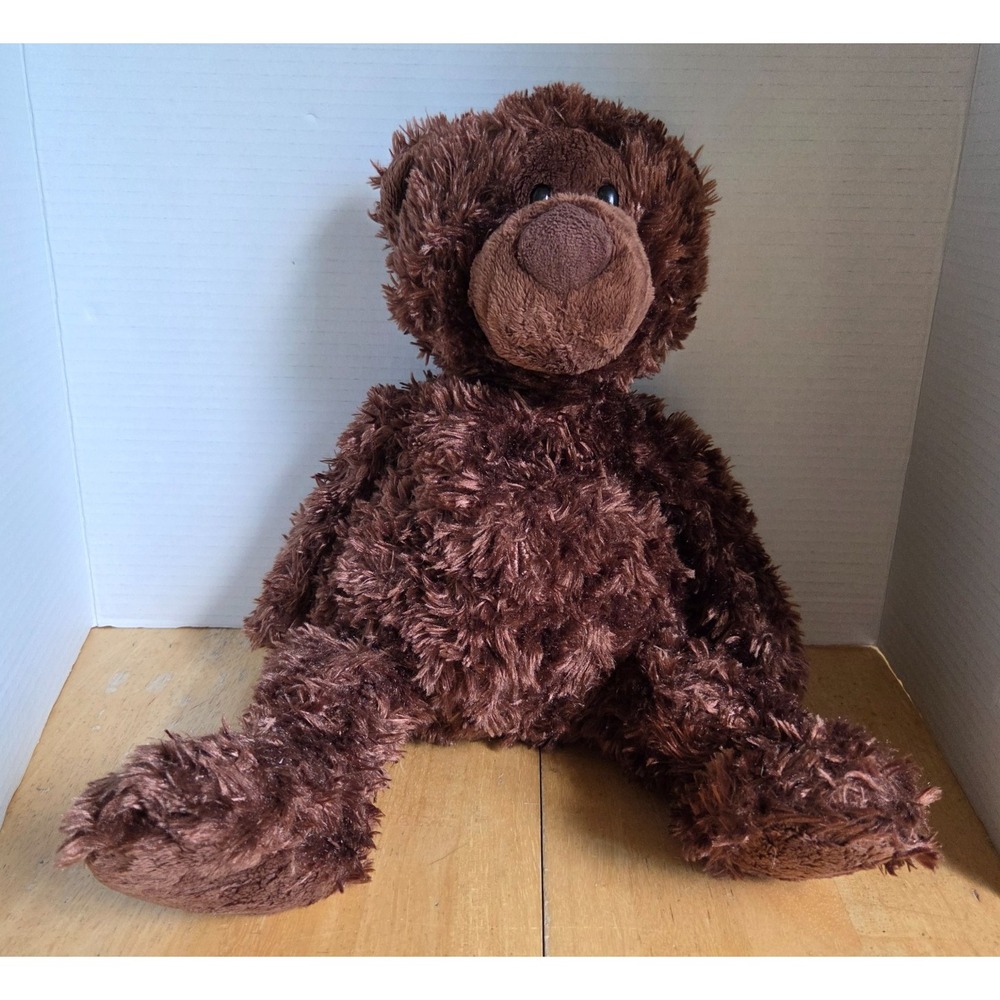 G by‎ GUND Chocolate Brown Curly Fuzzy Teddy Bear Plush Stuffed #348429 16 inch